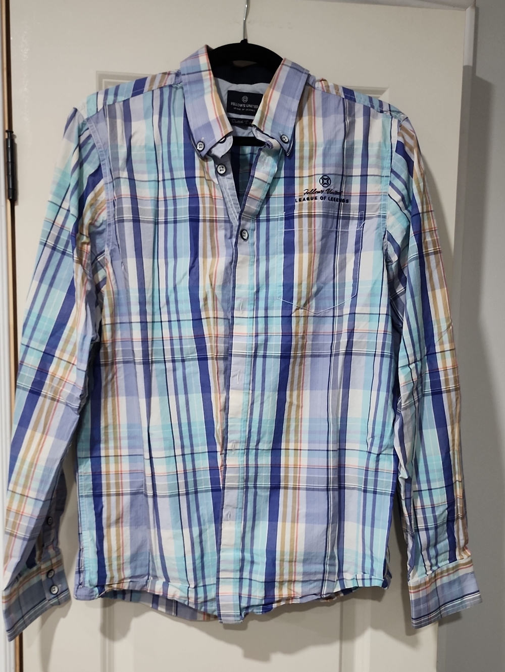 Men's Plaid Button-Down Shirt - Blue Multicolor